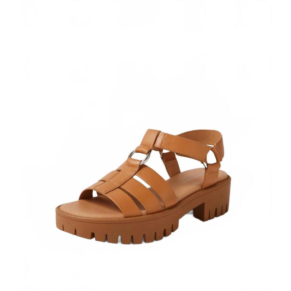 NEW DJANGO & JULIETTE women's bethal sandals in dark tan/toffee